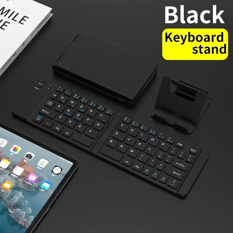 Folding Keyboard and Mouse 2.4G Mini Keypad Bluetooth Wireless Portable Silm Foldable Keyboards for Travel Computer PC iPad