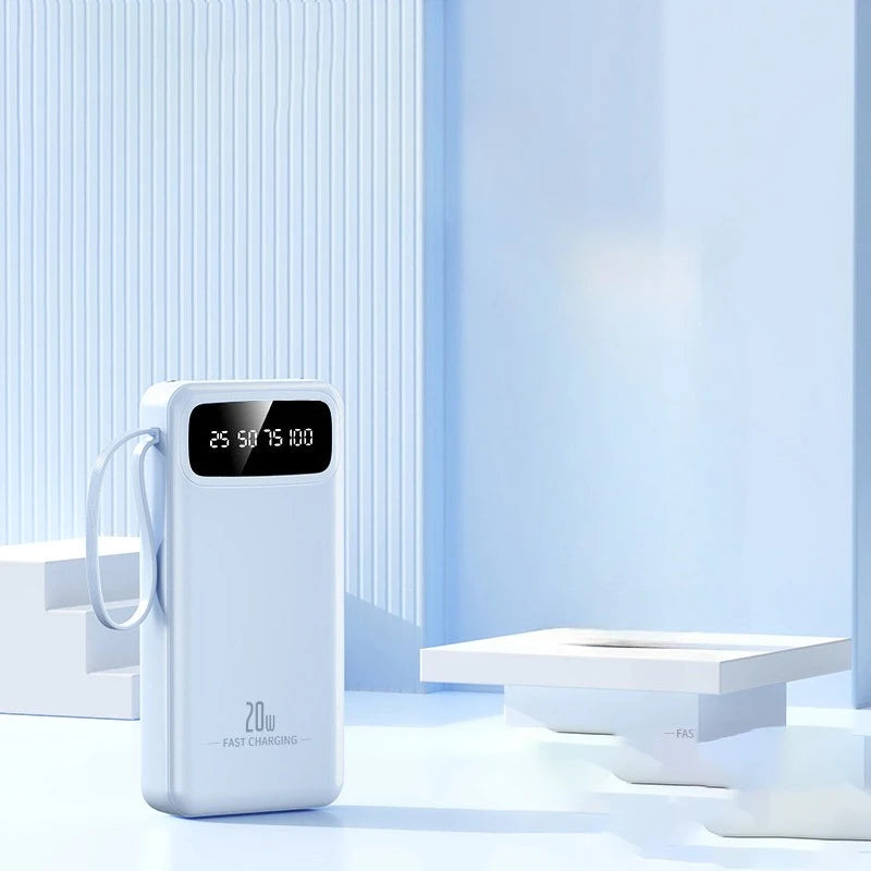 Large-capacity charging treasure 20000 mAh self-wired fast-charging mobile power gifts