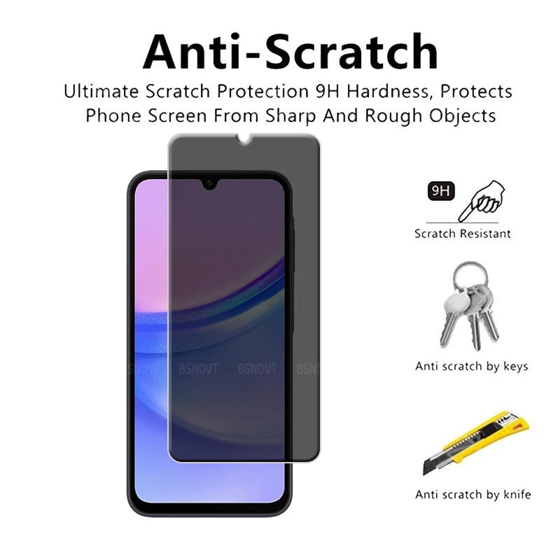 4/3/2/1Pcs For Samsung Galaxy A15 Glass Samsung A15 Tempered Glass 9H HD Glue Anti-Spy Privacy Screen Protector Samsung A15 A 15