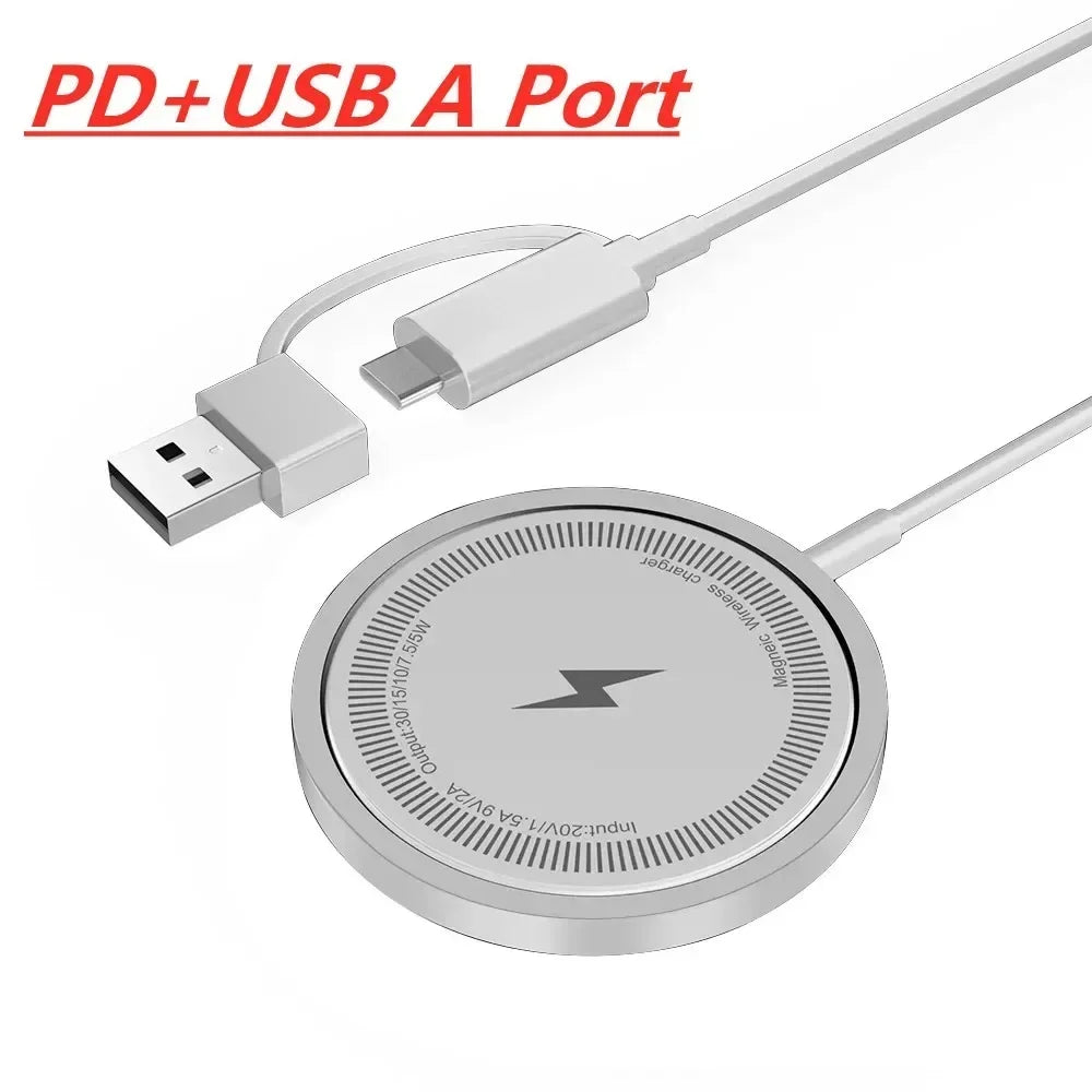 New 30W Magnetic Wireless Charger Fast Charging Pad Stand for iPhone 16 15 Pro Max Phone Chargers Station with Type C Data Cable