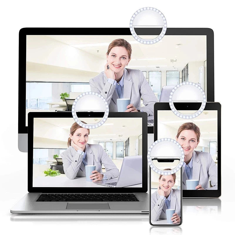USB Charge LED Selfie Ring Light Phone Lens LED Selfie Lamp Ring For iPhone Samsung Xiaomi Huawei Cell Smartphone Selfie Light
