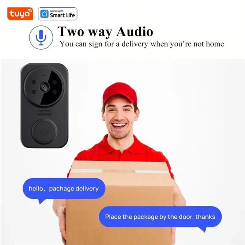 A10F-Tuya Smart Home Doorbell Camera WIFI Wireless Doorbell DC AC Battery Powered Camera Bell Smart Life Doorbell Camera
