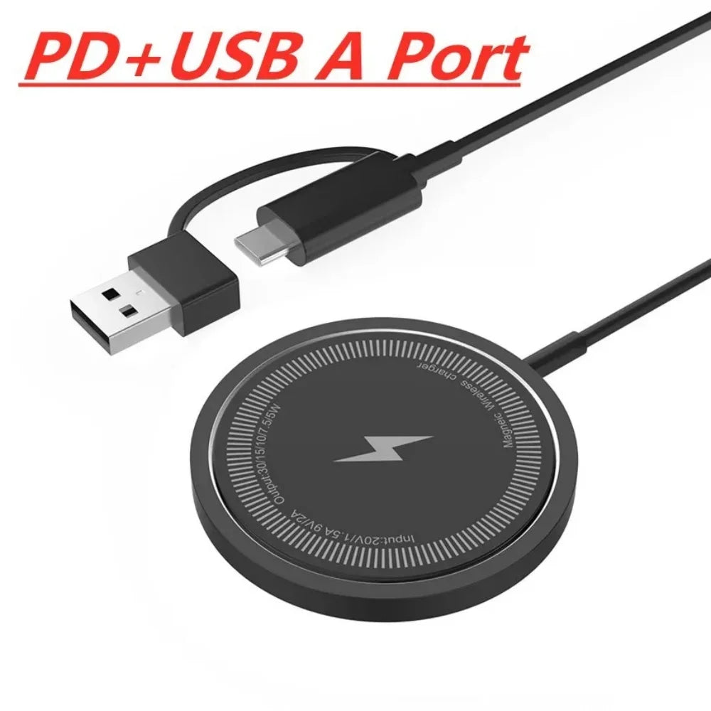 New 30W Magnetic Wireless Charger Fast Charging Pad Stand for iPhone 16 15 Pro Max Phone Chargers Station with Type C Data Cable