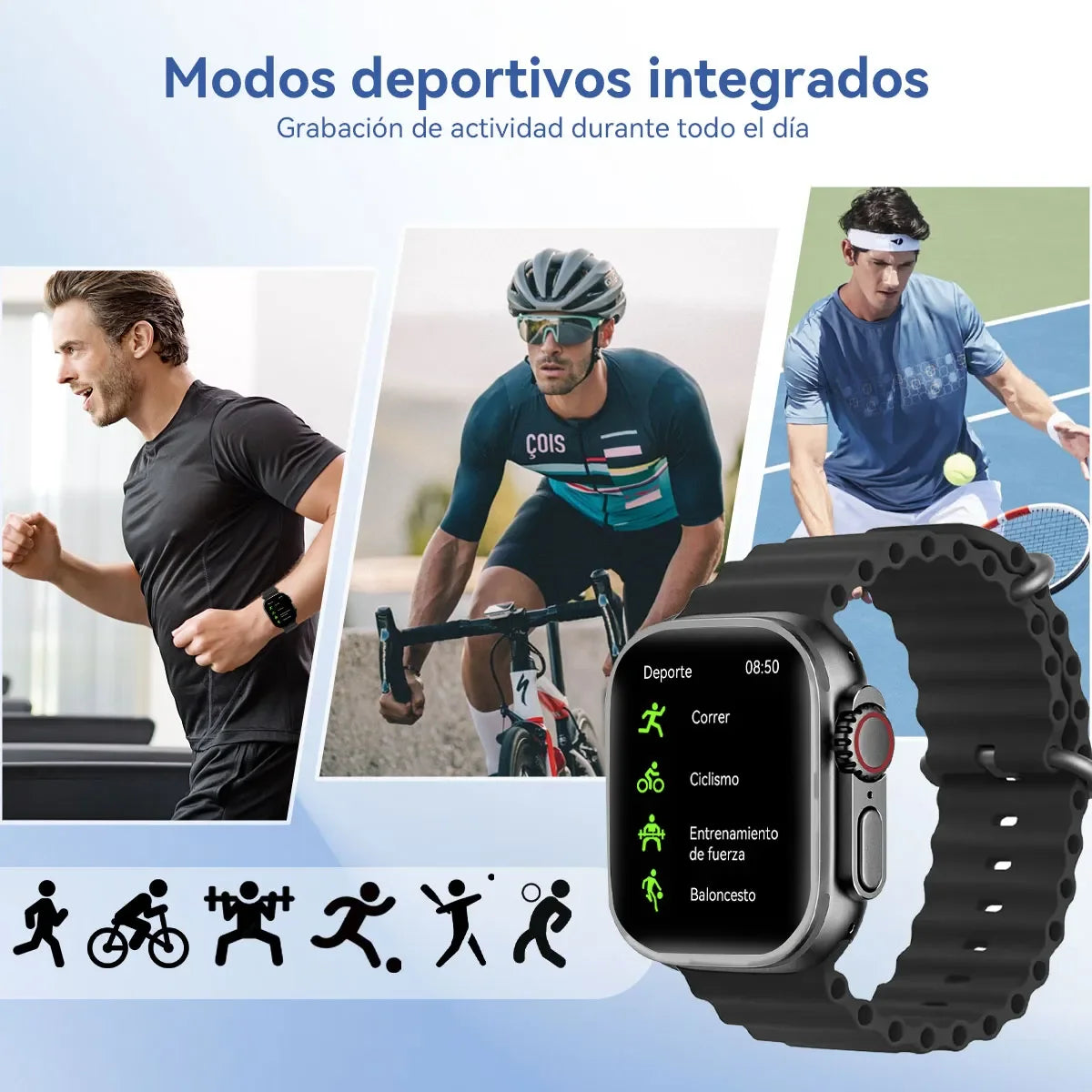 Benma-smart Sports Watch Heart Rate Monitor Fitness Tracker Speed Tracking 100+ Modes for Running Cycling Swimming