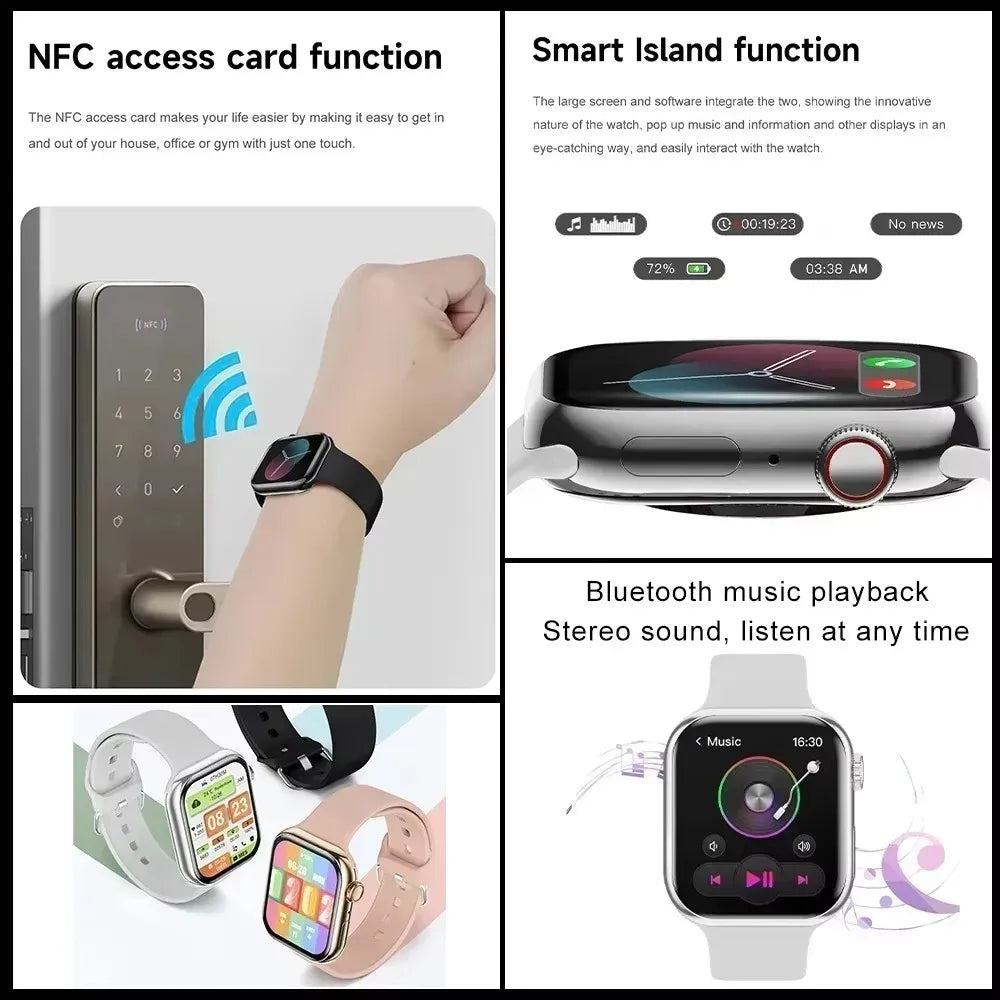 2025 Series 10 Watch 10 GPS Smart Watch Memory Music Video Bluetooth Call Heart Rate Waterproof NFC Smartwatch For Apple Android