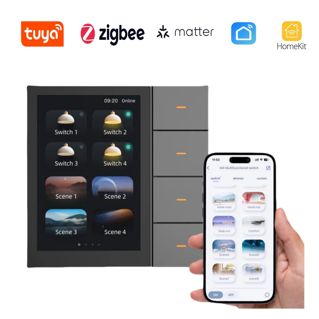 F3Pro Tuya Smart Central Control Switch, ZigBee Wall Switch, Home Automation Wireless Lighting Control System