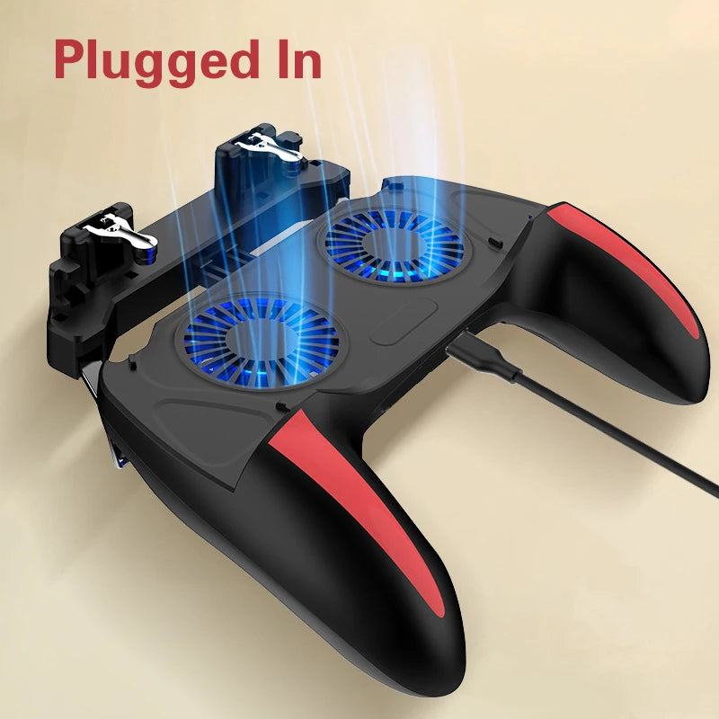 H10 Gaming Handheld Grip Game Controller Joystick Gamepad For Pubg Trigger Cooling Fan Cooler Phone USB Powered 5000mAh Battery