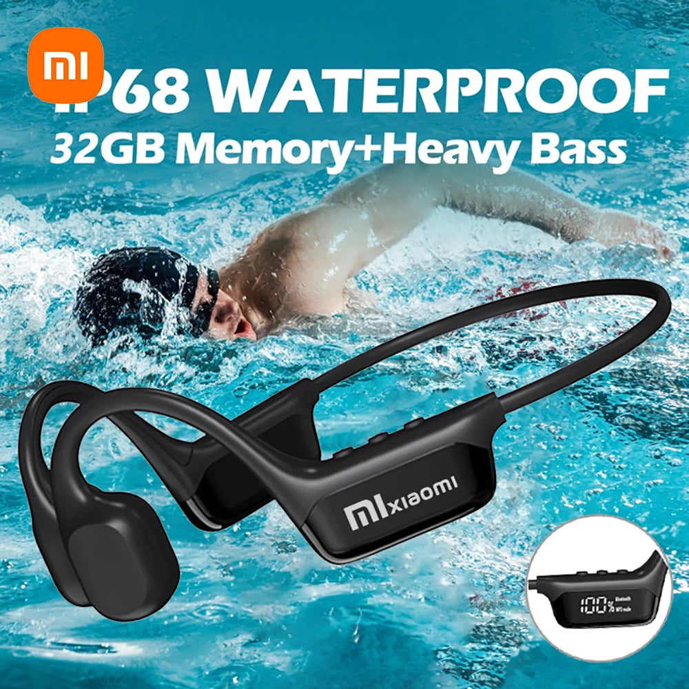 Xiaomi Mijia Bone Conduction Earphones Bluetooth Wireless Mic Headset IP68 Waterproof 32GB MP3 Player Hifi Swimming Headphone