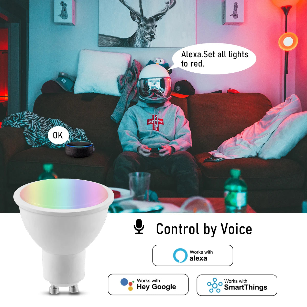 LED WIFI Smart Light GU10 Bulb 10w 6W E14 B22 E27 110V 220V Rgb Dimmable Spotlight Wifi Led Lamp Work With Alexa Google Home