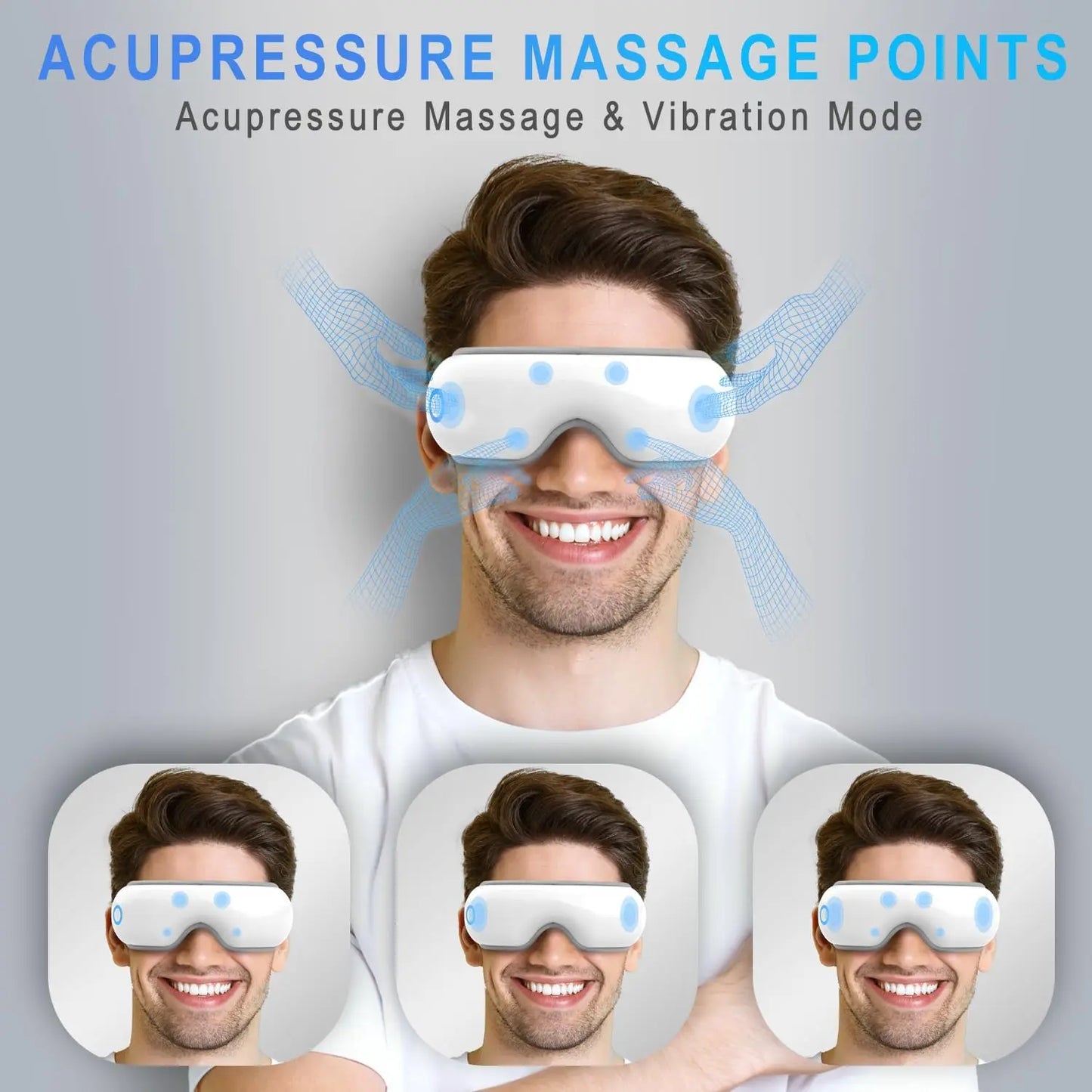 4 in 1 Airbag Eye Massager with Heat for Migraines Relief Smart Eye Mask with Bluetooth Music for Relax Eye Strain Improve Sleep