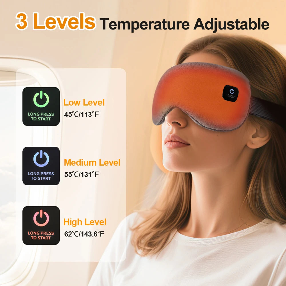 Hot Compress Eye Mask Massage Dry Eyes Relief Heated Steam Eyemask with Remote Control For Sleeping Office Smart Timing Sleep