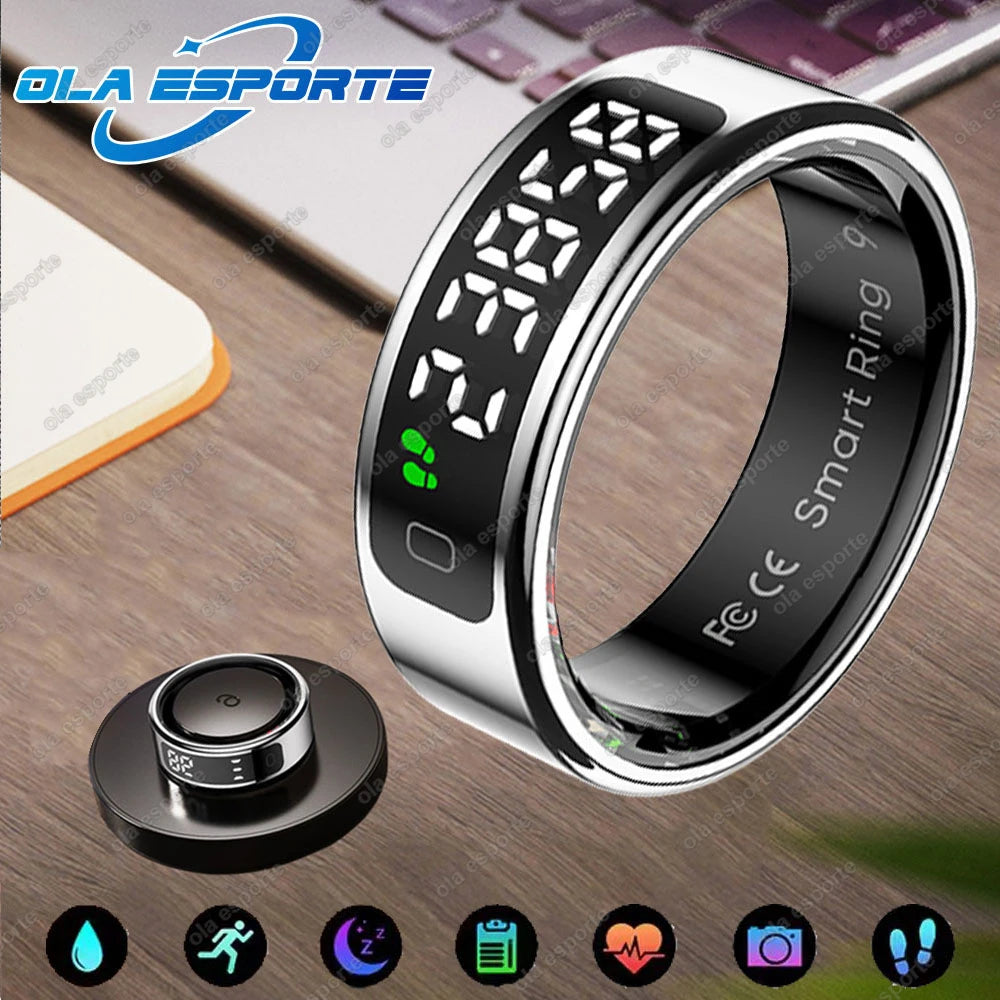 New Smart Ring R11 LED Display Screen Gesture Sweep Video Heart Rate Sleep Monitor 5ATM Waterproof Wireless Charging Rings 2025