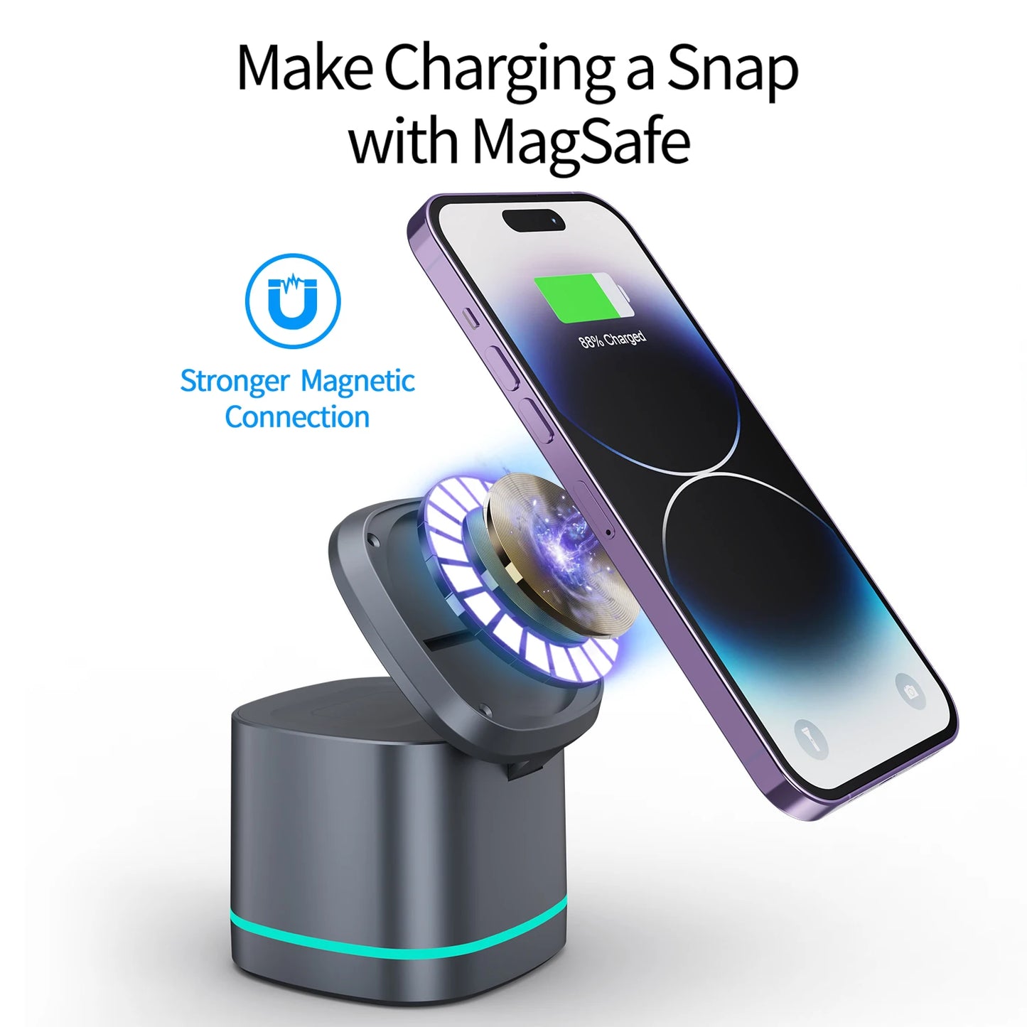 3 in 1 Wireless Charging Station for Apple Foldable Magnetic Travel Charger Multiple Devices for iPhone 15/14-12 iWatch AirPods