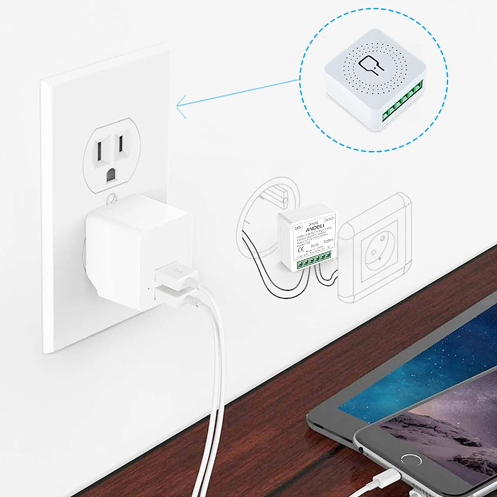 Tuya Smart Life DIY Mini Smart Light Switch Zigbee16A - Two-Way Control APP Remote Timer Compatible with Alexa & Google Home