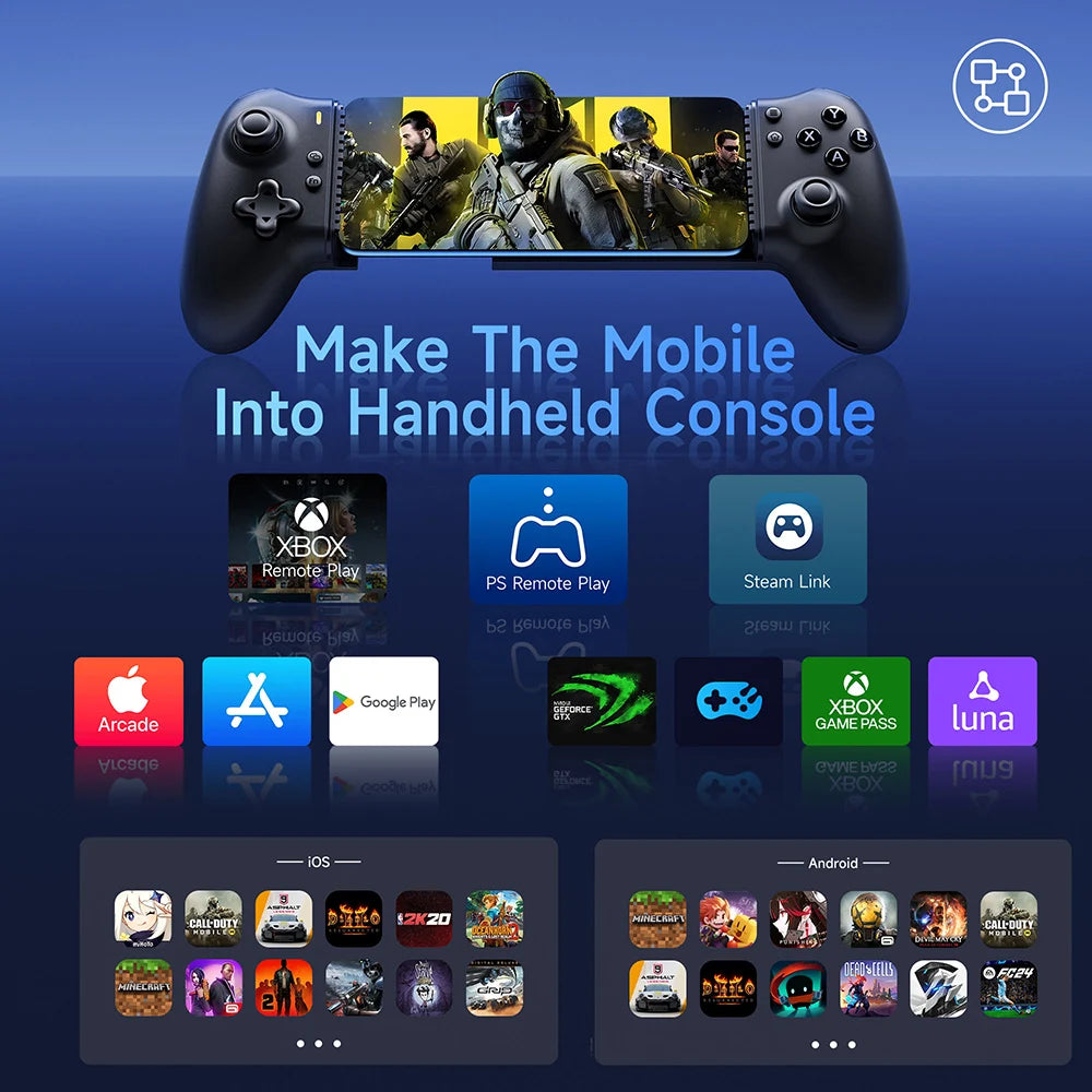 EasySMX M15 Bluetooth Mobile Phone Controller for Android/iPhone/Switch/Cloud Gaming/Xbox Game Pass/Call of Duty/PS Remote Play
