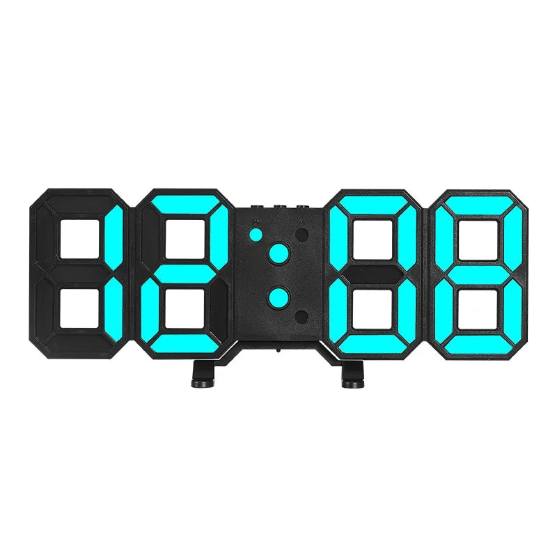 3D LED Digital Clock Wall Decor Glowing Night Mode 3 Alarms Electronic Table Clock Time Temperature Wall Clock for Living Room