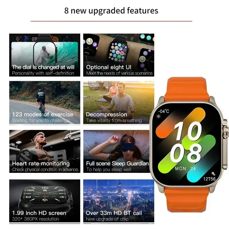 Smart Watch 2025 T800 Ultra 2 Watch Ultra Gen 2 IWO Watch Bluetooth Heart Rate Waterproof Wireless Fitness Watch 