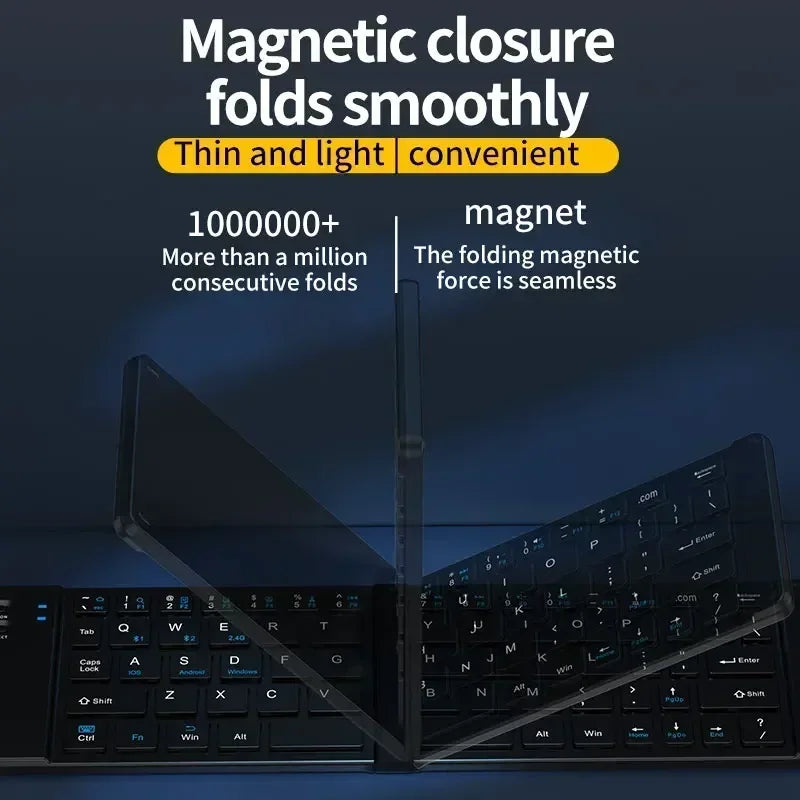 Folding Keyboard and Mouse 2.4G Mini Keypad Bluetooth Wireless Portable Silm Foldable Keyboards for Travel Computer PC iPad