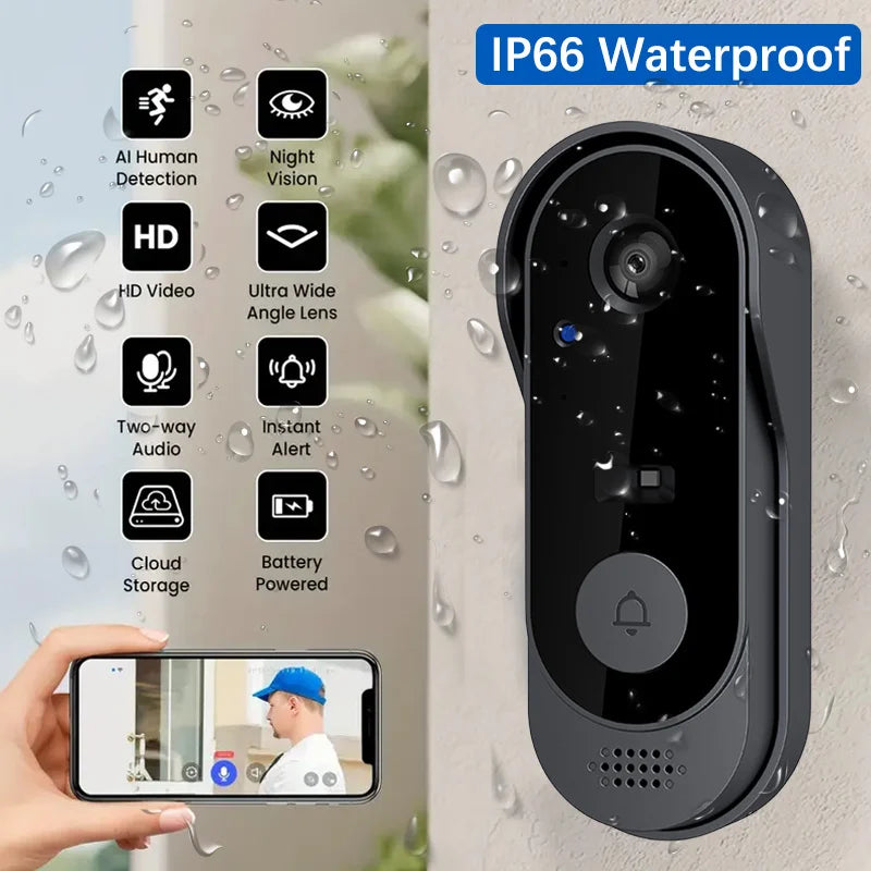 2.4GWIFI Camera Doorbell 720P Video Intercom Outdoor Waterproof Wireless DoorBell Security Protection IR Night Vision Smart Home