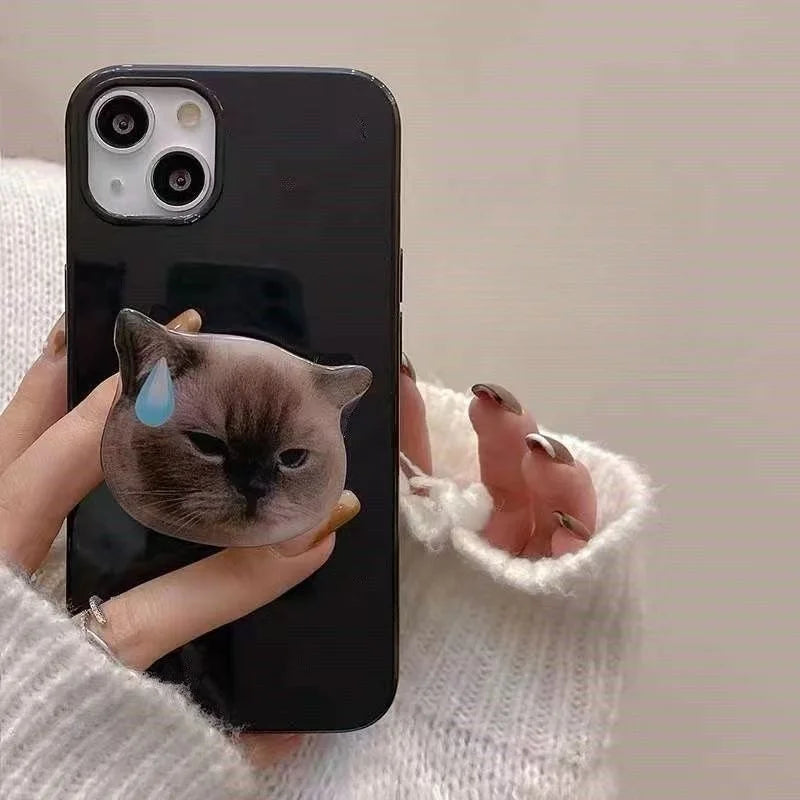 Cute 3D Funny Cat Griptok Grip Tok Korea Holder Ring For iPhone Samsung Accessories Lovely Cartoon Phone Stand Socket