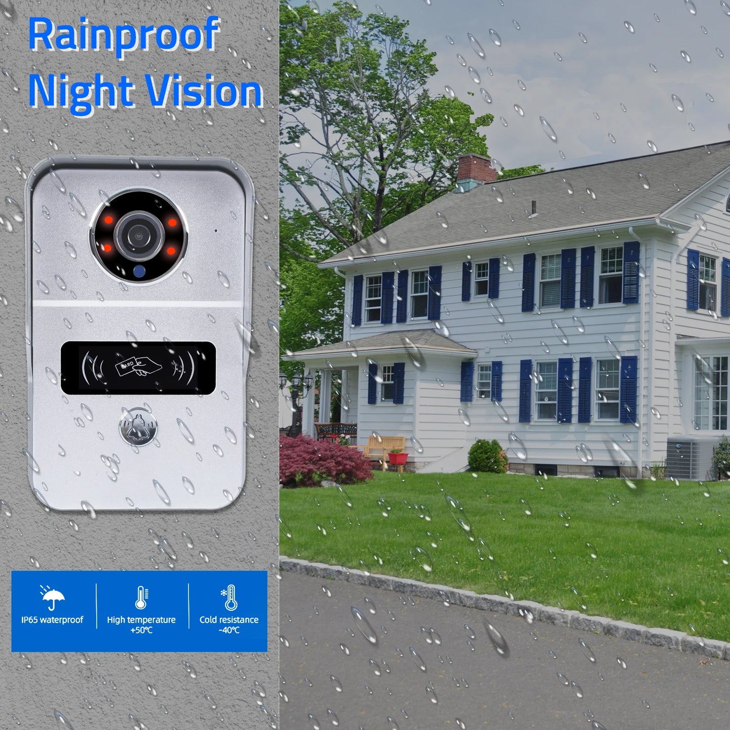 Wireless Wifi Video Doorbell System, 1080P Doorphone Door Camera, 7 Inch Touch Screen, Video Intercom 32GB SD card for Home
