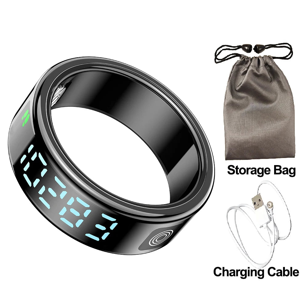 2025 New SR08 Smart Ring Men Women LED Display Screen Heart Rate Blood Oxygen Monitoring 5ATM Waterproof Multi Sports Modes Gift