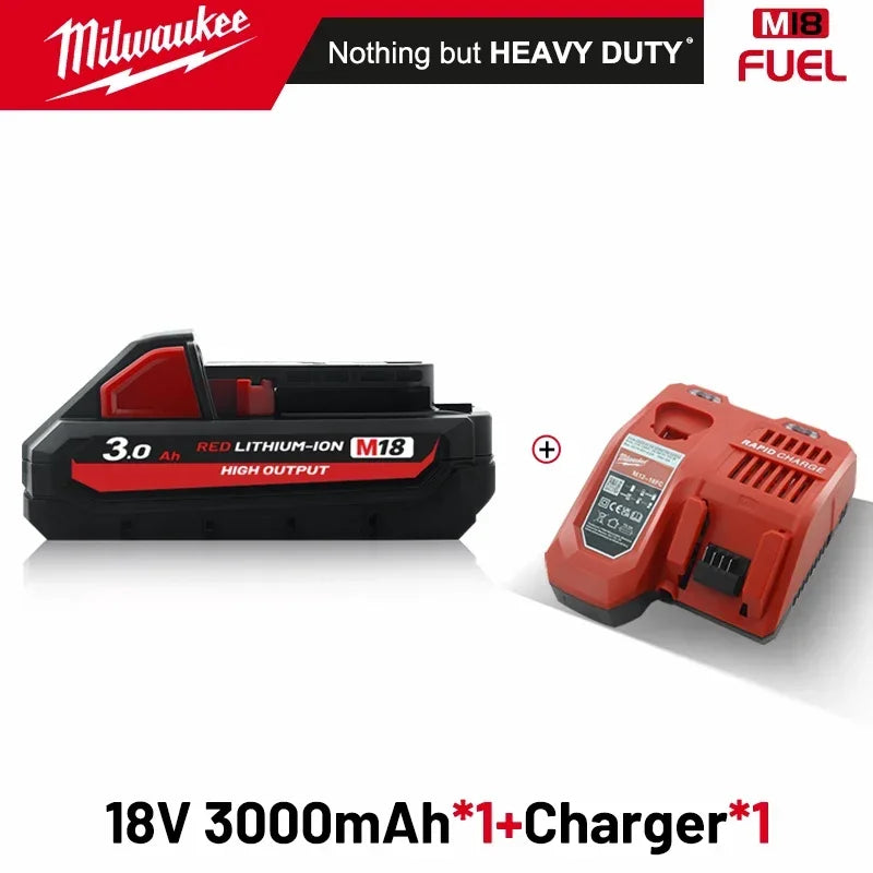 original Milwaukee M18 Power Tool Battery, Charger, 18V 6Ah Li-Ion M18B5 48-11-1860 48-11-1850 48-11-1840 48-11-1830 48-11-1820