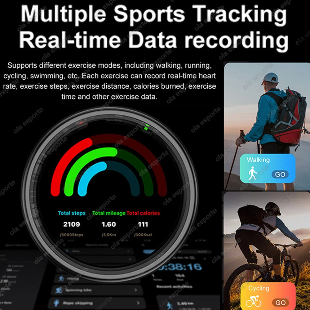 New Smart Ring R11 LED Display Screen Gesture Sweep Video Heart Rate Sleep Monitor 5ATM Waterproof Wireless Charging Rings 2025
