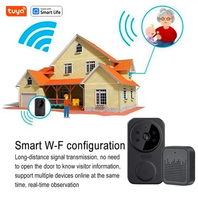 A10F-Tuya Smart Home Doorbell Camera WIFI Wireless Doorbell DC AC Battery Powered Camera Bell Smart Life Doorbell Camera