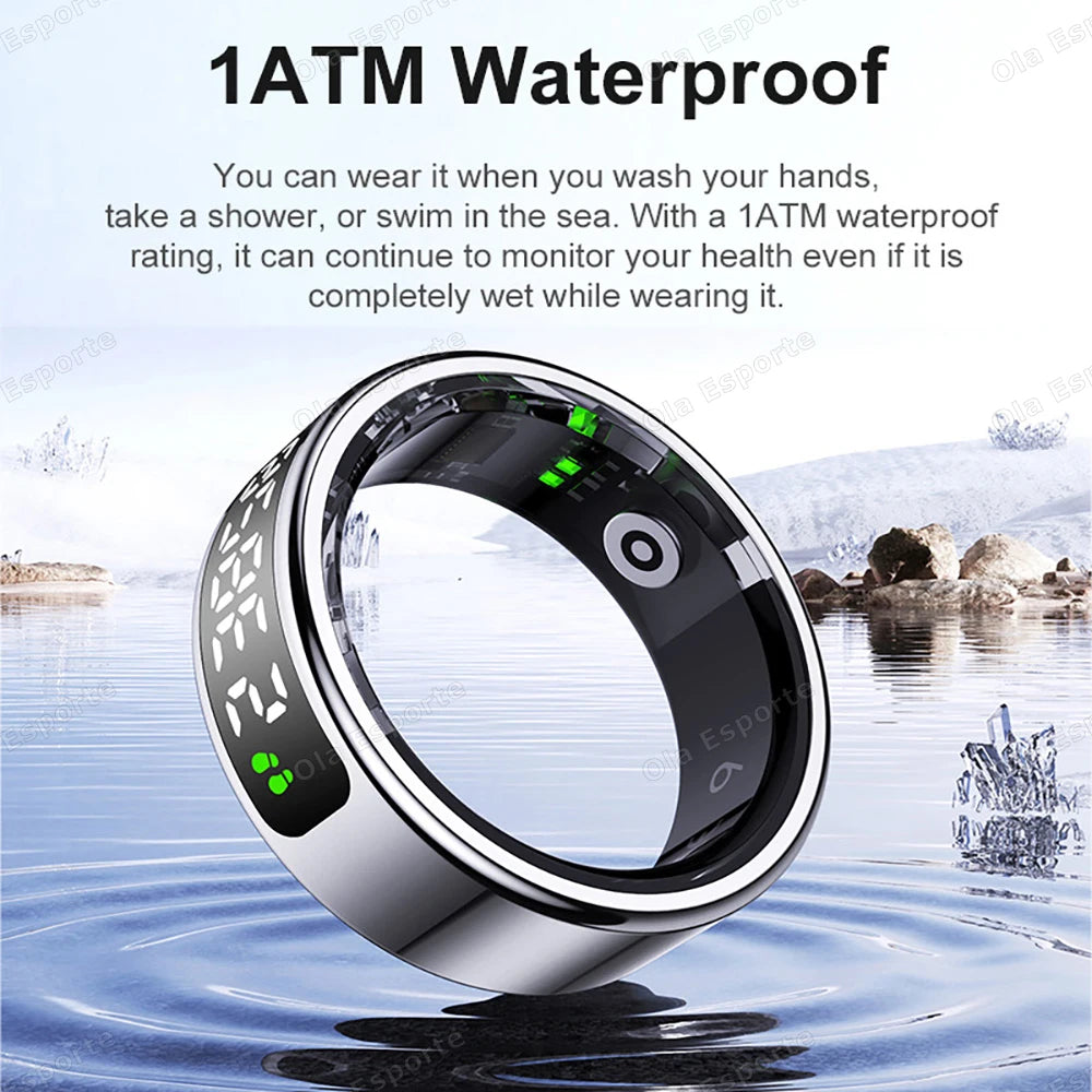 For Xiaomi Waterproof Health Smart Ring Stainless Steel Rings Heart Rate Blood Oxygen Sleep Emotion Monitor Sports Fitness Rings