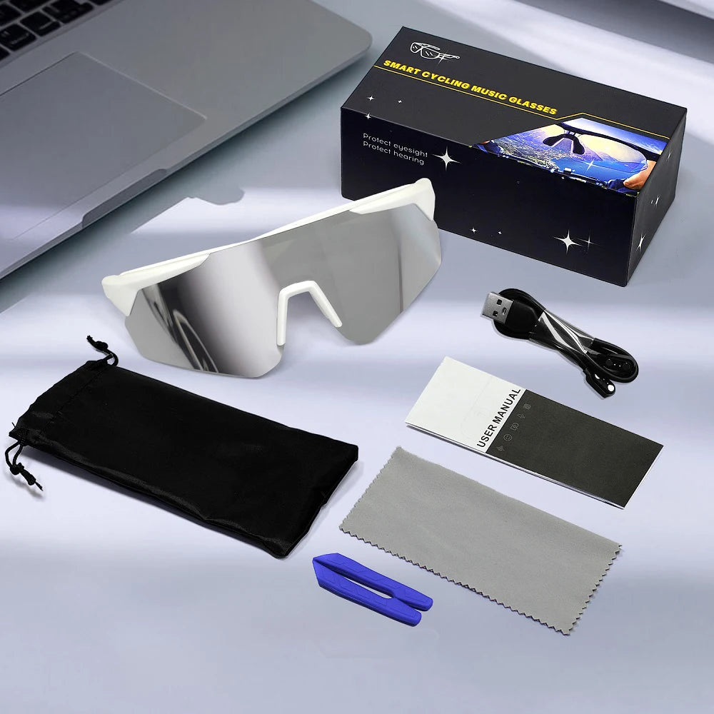 Cycling Glasses Bike Sunglasses With AI Smart Voice Assistant Wireless BT 5.4 Eyewear Goggles Women Men MTB Road Bicycle Glasses