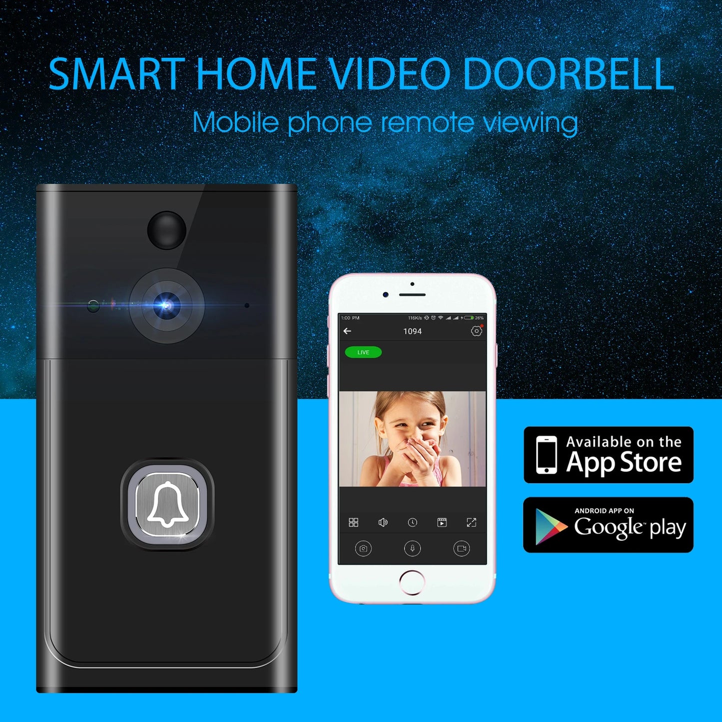 2MP 1080P Tuya/iCsee APP Low Comsunption Wireless WIFI IP Doorbell Visual Door Phone Intercom Peephole Viewer Door Camera