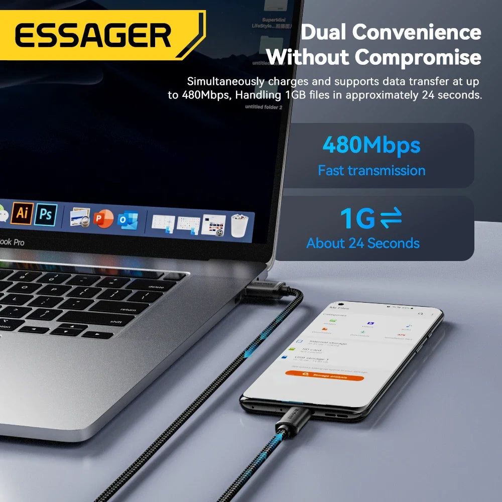 Essager Micro USB Cable 2A Fast Charging USB Cable for Xiaomi Realme Redmi Samsung Huawei Mobile Phone USB Data Charger Wire 3M