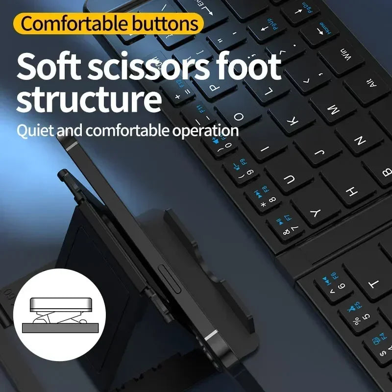 Folding Keyboard and Mouse 2.4G Mini Keypad Bluetooth Wireless Portable Silm Foldable Keyboards for Travel Computer PC iPad
