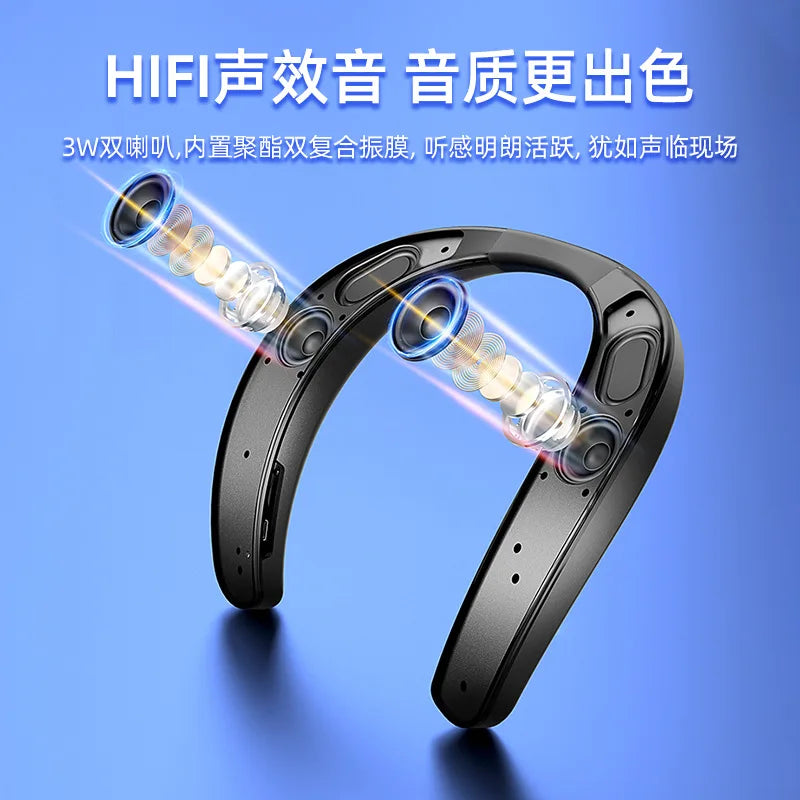Rockmia EBS-905 Wearable Neckband Speaker Bluetooth 5.0 Hands-free Ear-Free for TV Game Play Home Outdoor Use TF Card