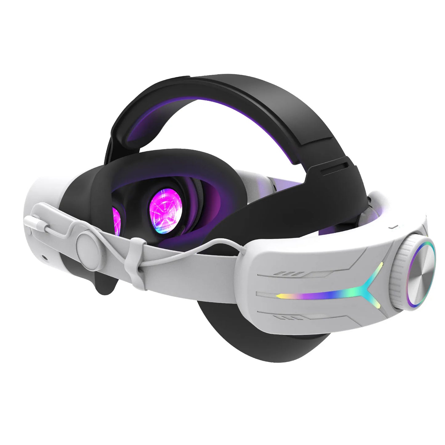 Headband with RGB Lighting 12000mah Rechargeable Battery Compatible with Meta Quest 3/3S Gaming Headband VR Accessories
