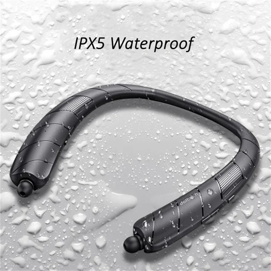 Neckand Bluetooth Earphones Speaker 2 in 1 Smart Column Surround Stereo Wireless Music Soundbar Portable Waterproof Long Working