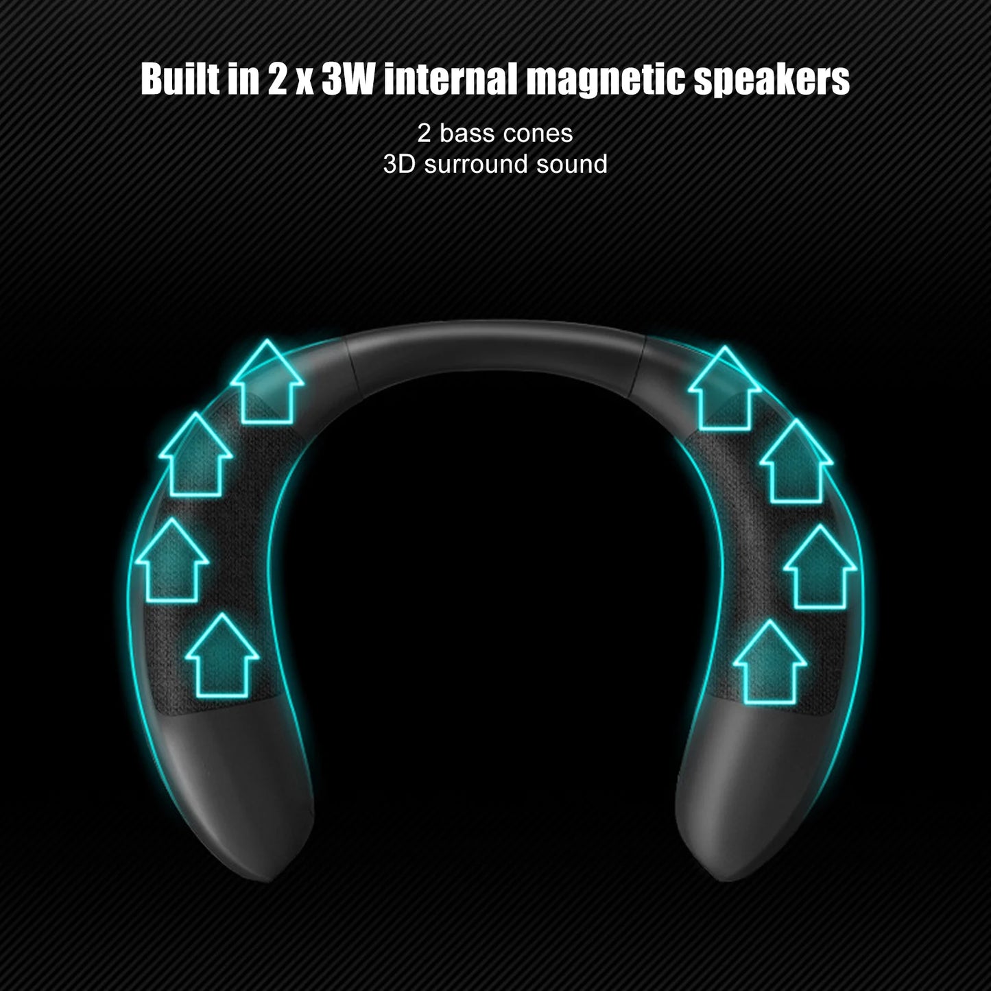 Wearable Wireless Neckband Speaker U-Shape Brand Quality True Stereo Bass Bluetooth Wireless Wearable Speaker Multifunction