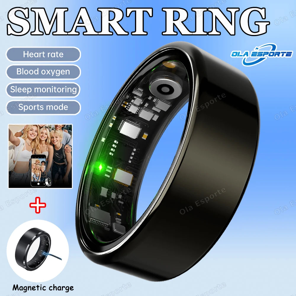 For Xiaomi Men Women Smart Ring With Charging Case Heart Rate Sleep Sport Fitness Tracker 3ATM Take Photo SmartRing Android IOS