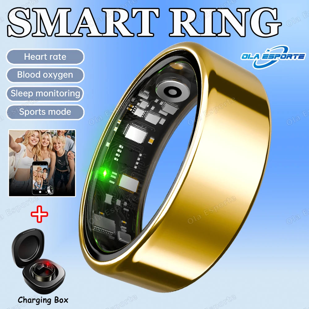 For Xiaomi Men Women Smart Ring With Charging Case Heart Rate Sleep Sport Fitness Tracker 3ATM Take Photo SmartRing Android IOS