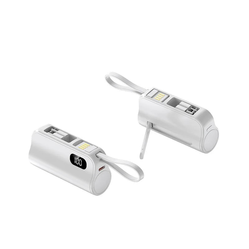 3/1 Capsule Power Banks 5000mah Mini Charging Emergency Tail Plug 22.5w Mobile Shared Powerbank Built-in Cable/invisible Bracket