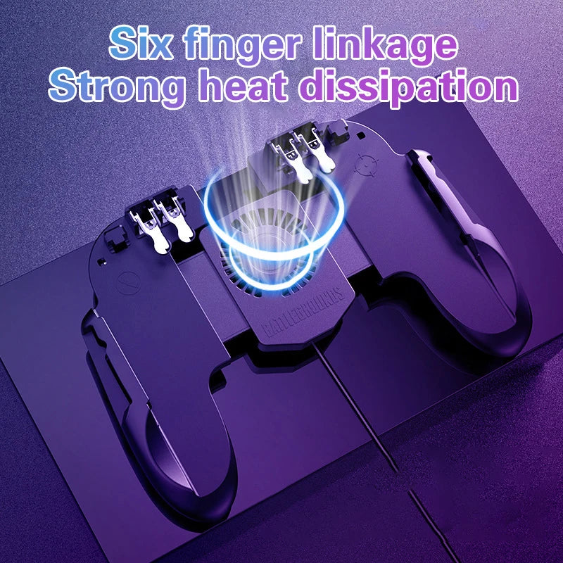 H10 Gaming Handheld Grip Game Controller Joystick Gamepad For Pubg Trigger Cooling Fan Cooler Phone USB Powered 5000mAh Battery