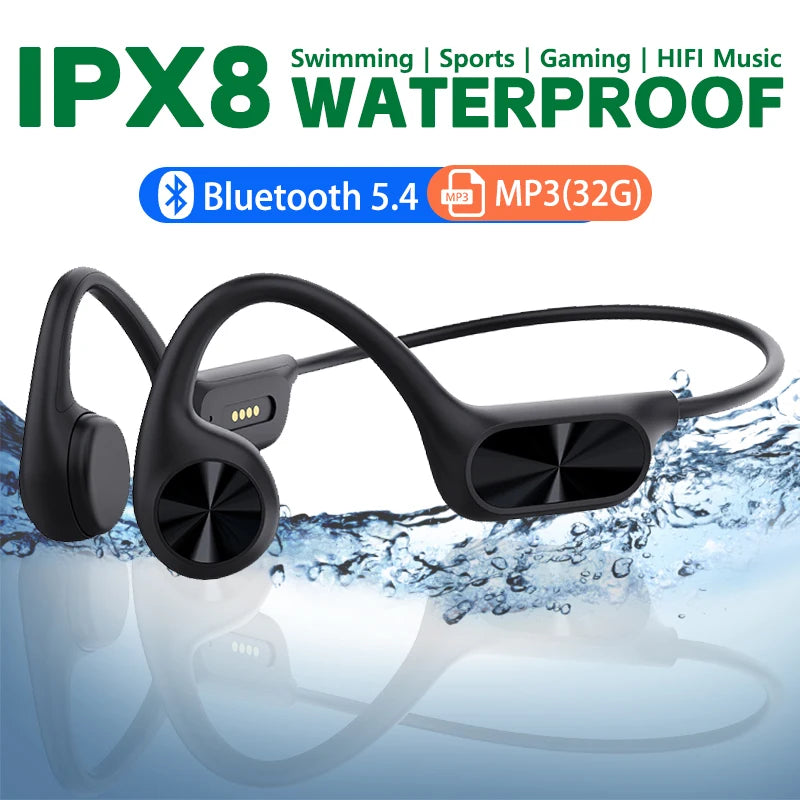 IPX8 Waterproof Bone Conduction Headphones X7 Bluetooth 32GB MP3 Swim Sports Wireless Earphone With Mic HIFI Bass Music Stereo