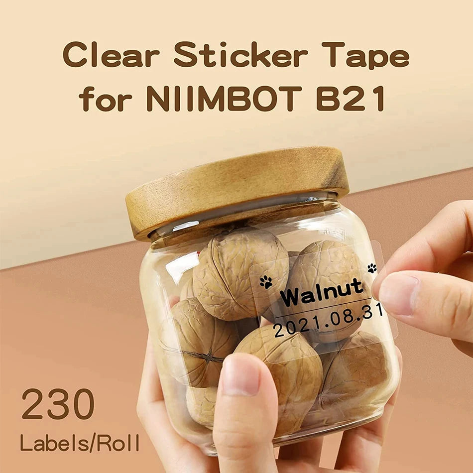 Niimbot Transparent Stickers Label Printer Stickers Portable Printer Niimbot Thermal Paper Labels Official Genuine For B1/B21