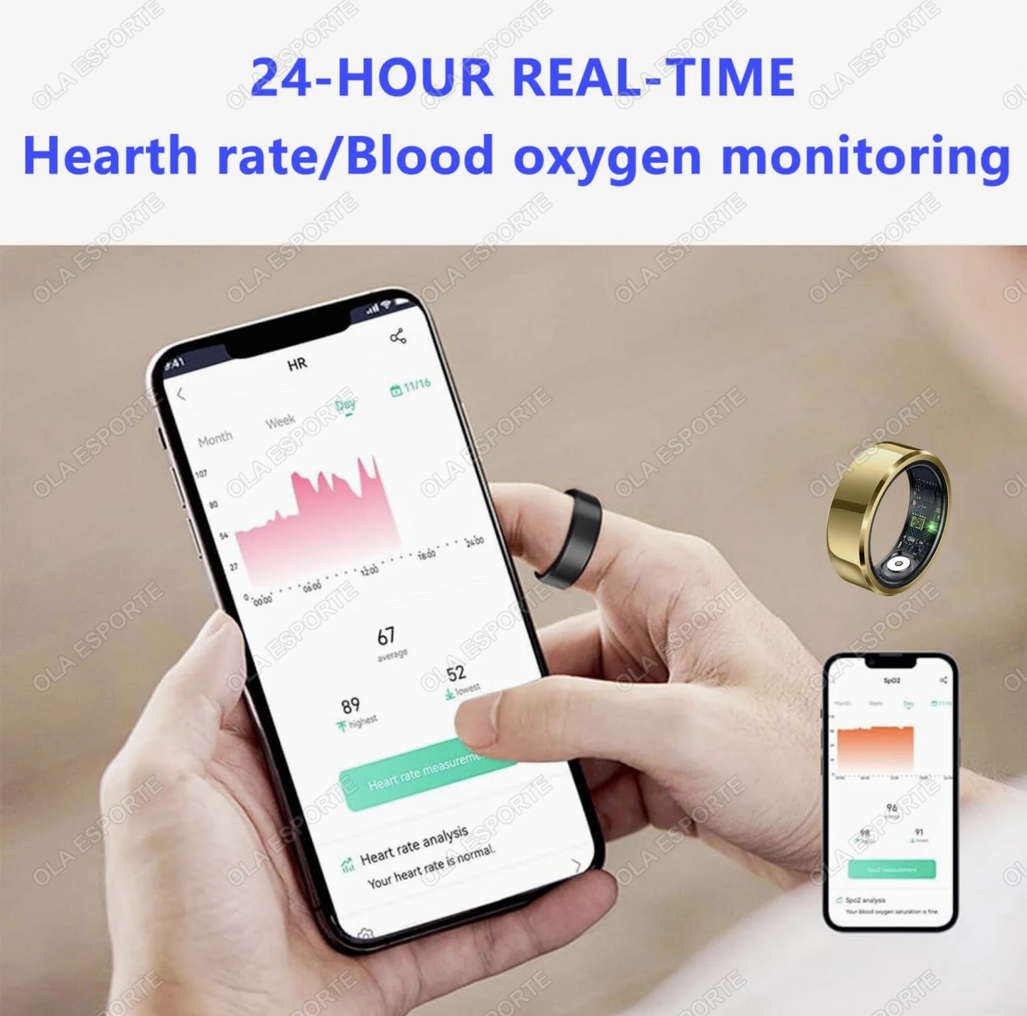 2025 New For Xiaomi Smart Ring Men Women, Heart Rate and Blood Oxygen Monitor Smartring IP68 & 5ATM Waterproof, Multi-sport Mode