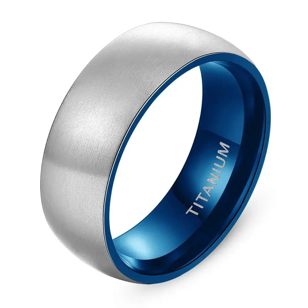 Kolmnsta Titanium Ring For Man Silver Color 6mm Wide Black, Blue Inside Unisex Wedding Engagement Band Female Male anillo hombre