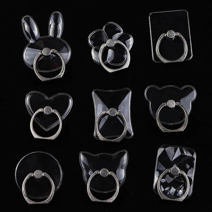 2pcs 1pcs Finger Ring Mobile Phone Smartphone Stand Holder Round Phone Ring Transparent Heart holder Star Socket Car Mount Stand