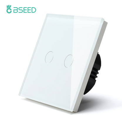 BSEED EU Standard USB Single Socket Touch Switch 1Gang 1Way White Crystal Sensor Wall Light Switch Power Double Sockets Outlets