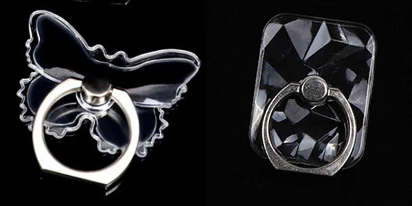 2pcs 1pcs Finger Ring Mobile Phone Smartphone Stand Holder Round Phone Ring Transparent Heart holder Star Socket Car Mount Stand