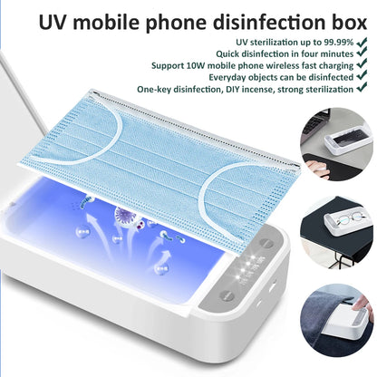 Phone UV Light Sterilizer Box Personal Mask Cleaner Sanitizer With Phone Wireless Charger For Jewelry Sterilization Disinfection